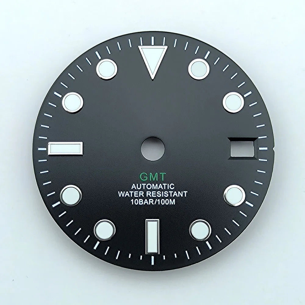 watch dial N H34 dial Custom logo 28.5mm GMT four hands green luminous for N H34 Movement watch accessories repair tool