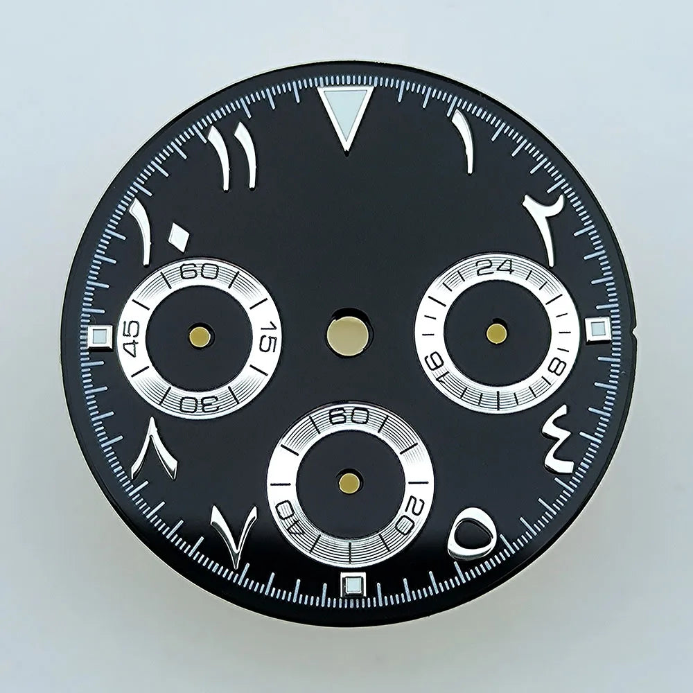 NEW VK63 chronograph dial Custom logo Arabic numeral panda dial 29mm green glowing fit VK63 quartz movement watch Repair tools