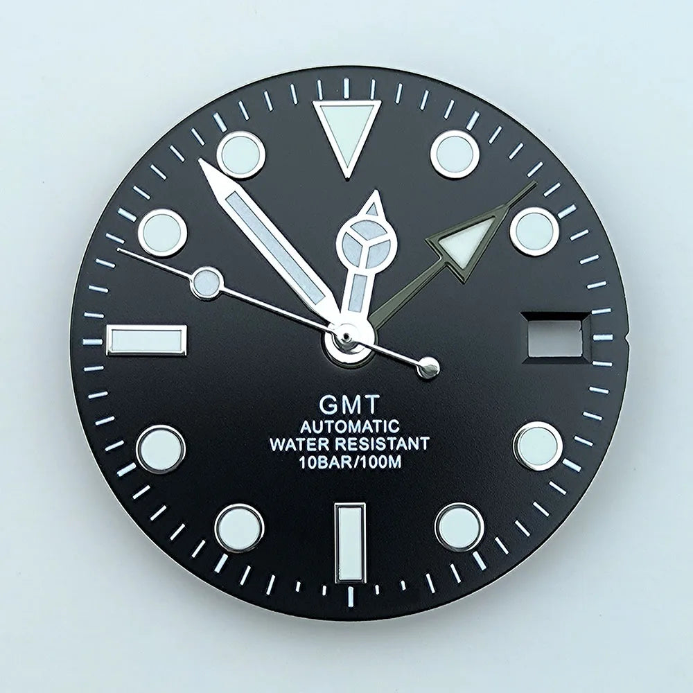 watch dial N H34 dial Custom logo 28.5mm GMT four hands green luminous for N H34 Movement watch accessories repair tool