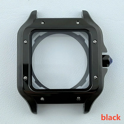 38mm NH35 Watch case Square Dial Roma Dial Watch Case Folding Buckle Square Case Leather strap fit NH35 movement