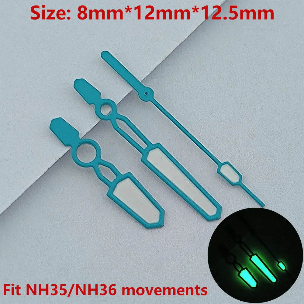 NH35 NH36 hands watch hands green luminous second hand watch accessories Repair tools watch pointer red/yellow/green/blue hands