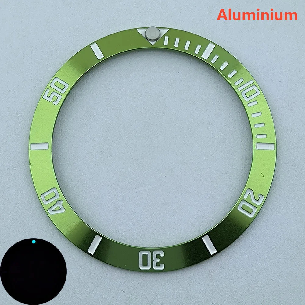 insert bezel ceramic/aluminium 38mm high quality green/blue luminous bezel is tilted for 40mm case watch repair tools