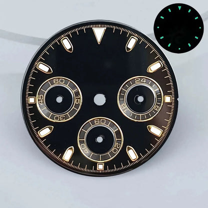 29mm VK63 chronograph dial Custom logo Panda dial Green glowing fit VK63 quartz movement watch accessories