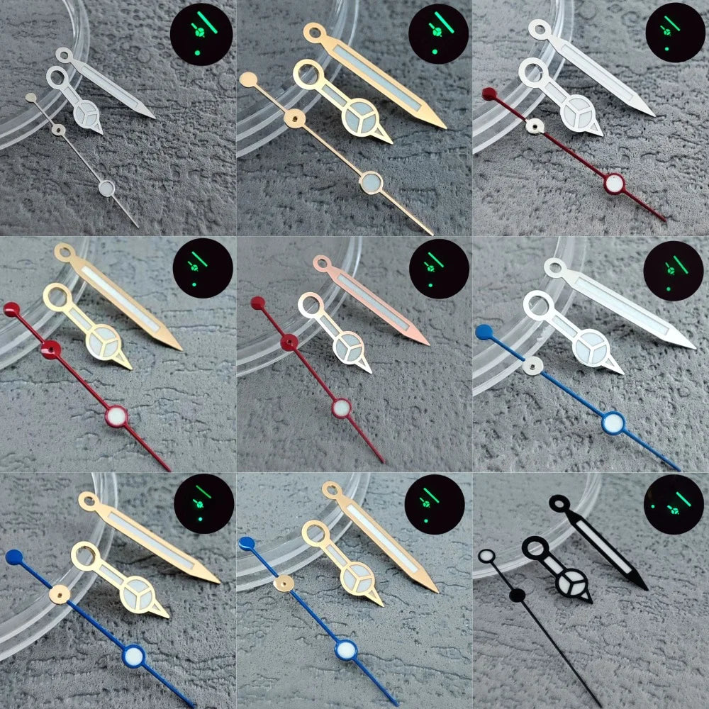 NH35 Hands Rose Gold Silver Watch Hands For NH35/NH36/4R/7S Movement Watches Pointers Green/Blue Luminous