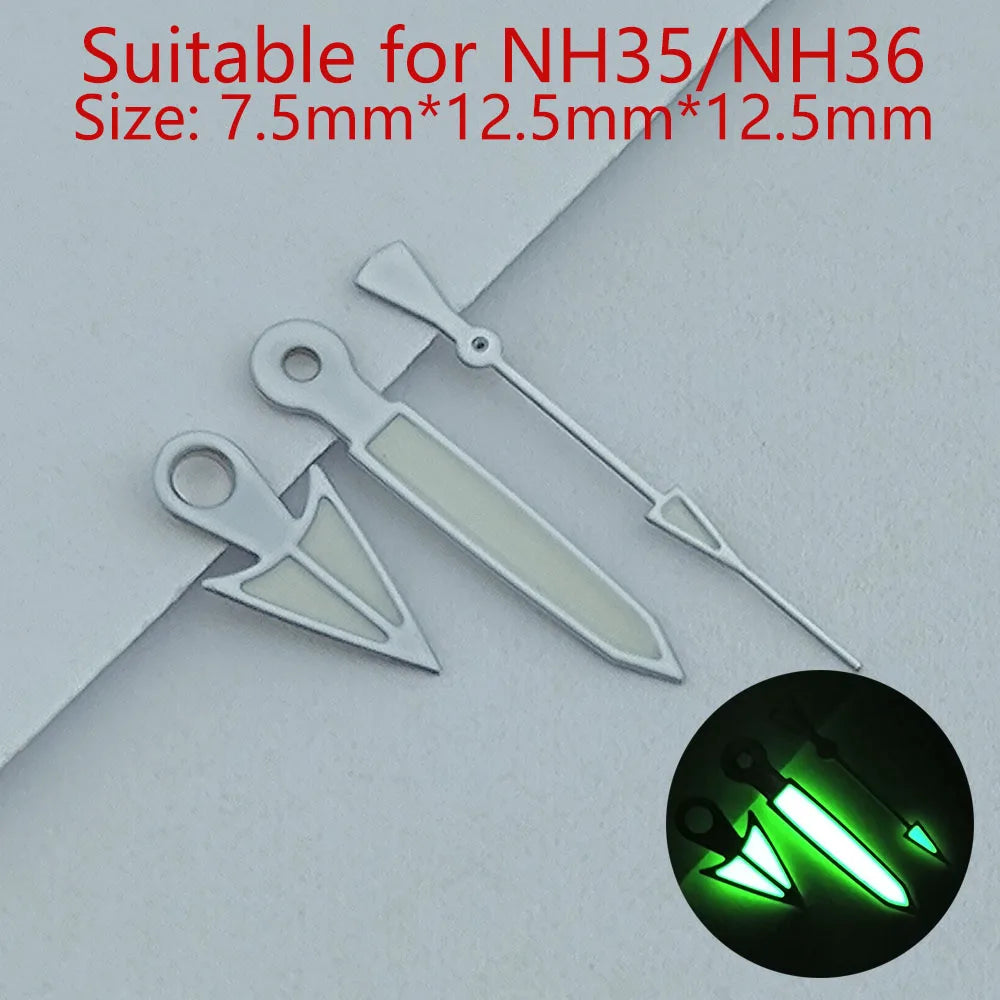 NH35 Hands Watch Hands Watch Accessories Watch Pointer White Pointer Green Super Luminous Suitable For N H35 N H36 Movement