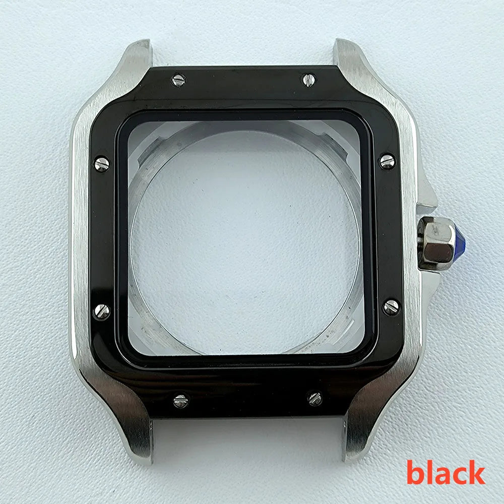 38mm NH35 Watch case Square Dial Roma Dial Watch Case Folding Buckle Square Case Leather strap fit NH35 movement