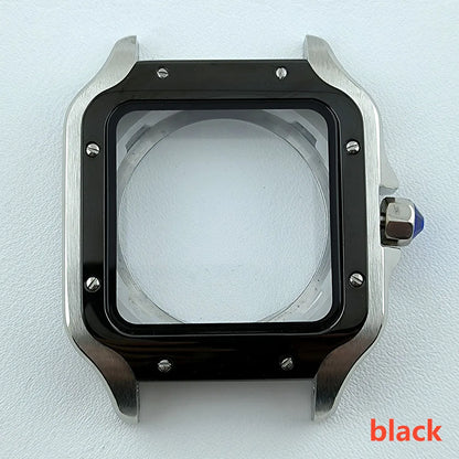 38mm NH35 Watch case Square Dial Roma Dial Watch Case Folding Buckle Square Case Leather strap fit NH35 movement