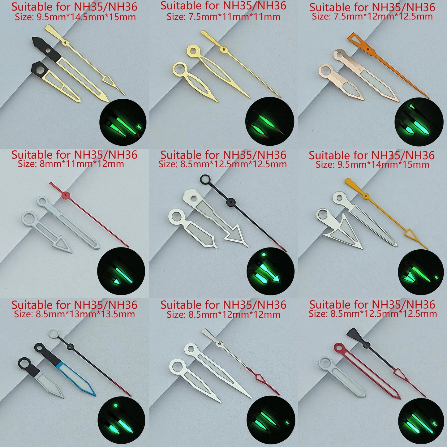 NH35 Hands Watch Hands Watch Accessories Watch Pointer White Pointer Green Super Luminous Suitable For N H35 N H36 Movement