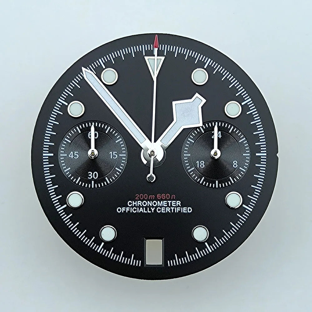 VK64 chronograph dial Custom logo Arabic numeral panda dial 29mm green glowing dial fit VK64 quartz movement watch accessories