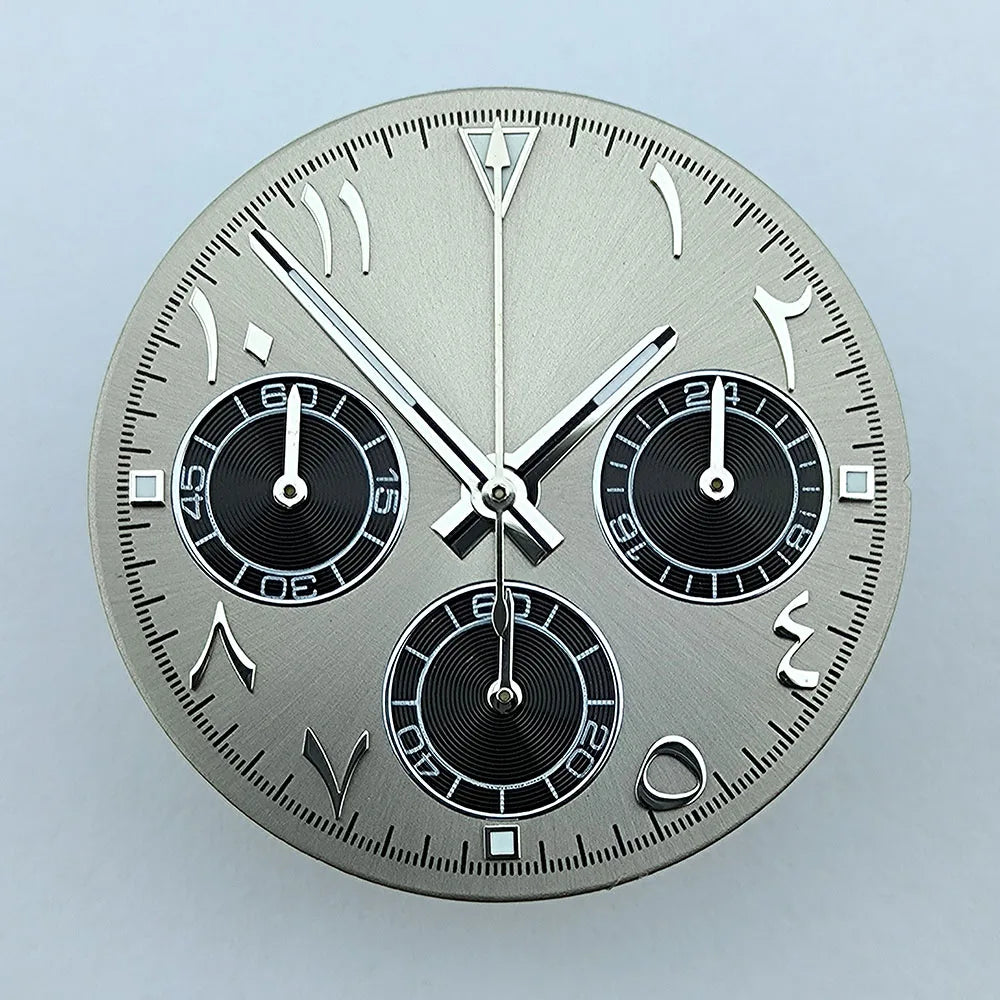 NEW VK63 chronograph dial Custom logo Arabic numeral panda dial 29mm green glowing fit VK63 quartz movement watch Repair tools