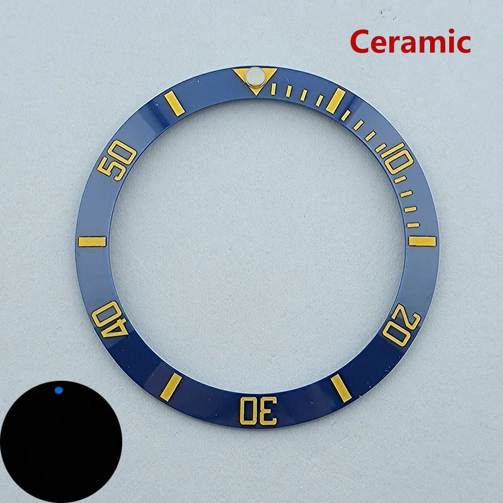 insert bezel ceramic/aluminium 38mm high quality green/blue luminous bezel is tilted for 40mm case watch repair tools