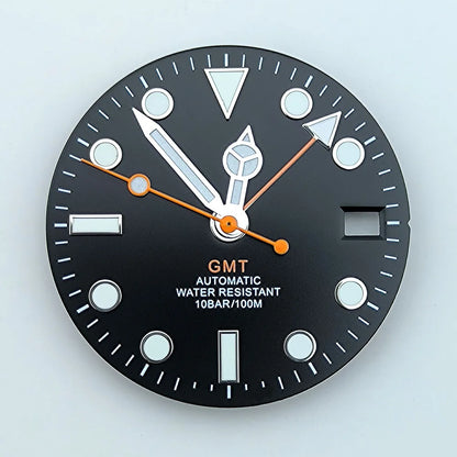 watch dial N H34 dial Custom logo 28.5mm GMT four hands green luminous for N H34 Movement watch accessories repair tool