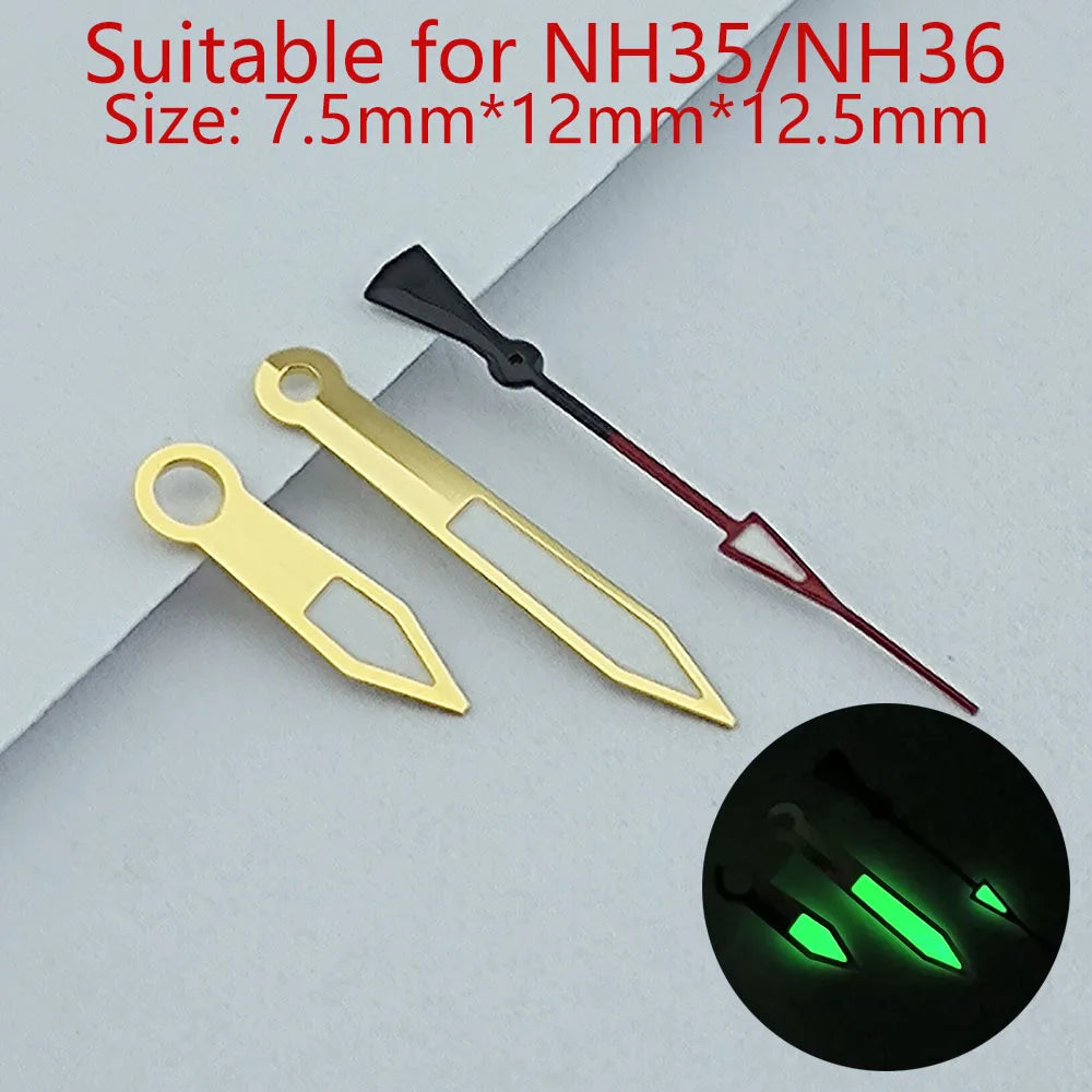 NH35 Hands Watch Hands Watch Accessories Watch Pointer White Pointer Green Super Luminous Suitable For N H35 N H36 Movement