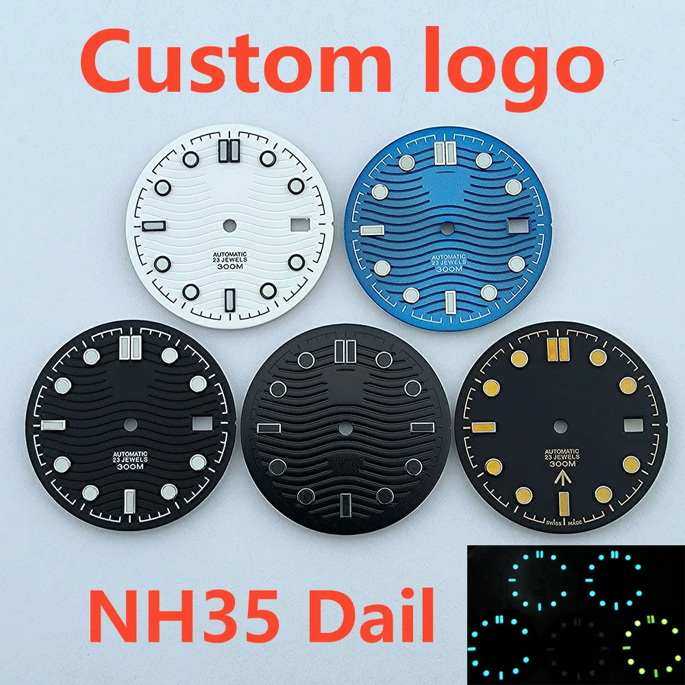 watch dial N H35 dial Custom logo dial 31.0mm blue/green luminous accessories repair tools