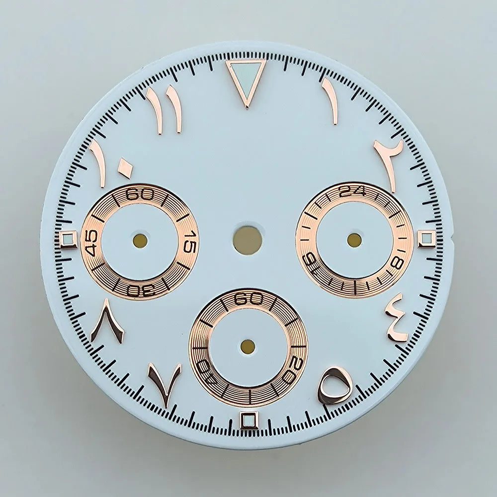 NEW VK63 chronograph dial Custom logo Arabic numeral panda dial 29mm green glowing fit VK63 quartz movement watch Repair tools