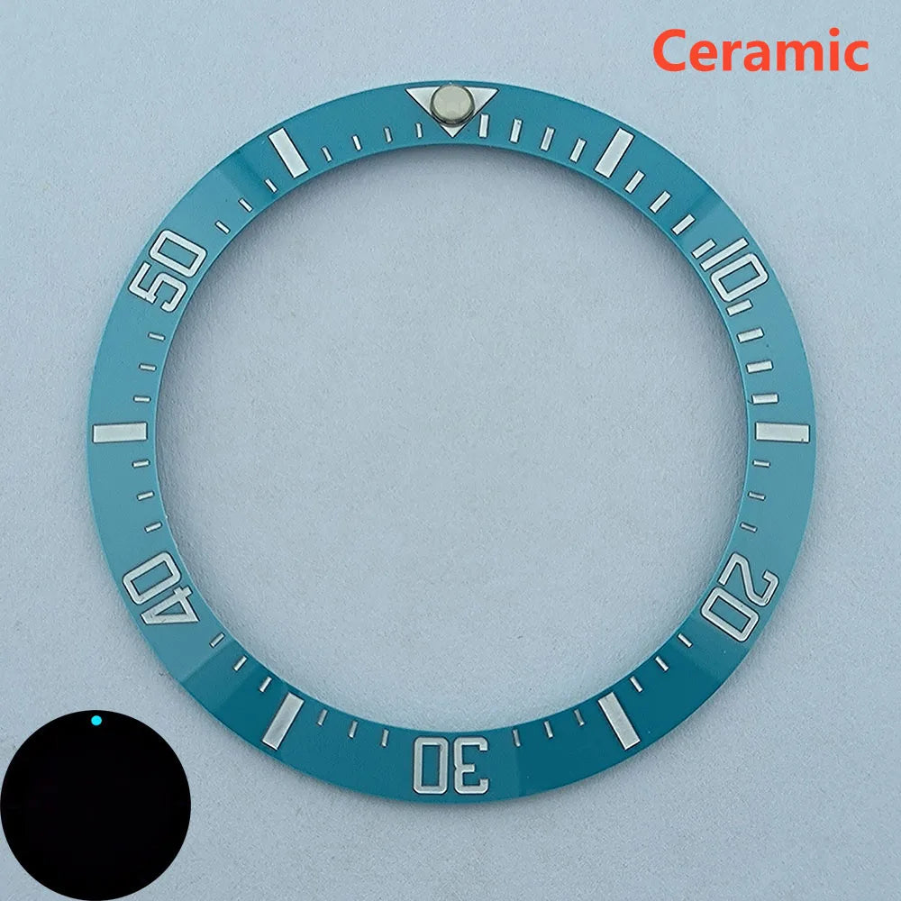 insert bezel ceramic/aluminium 38mm high quality green/blue luminous bezel is tilted for 40mm case watch repair tools