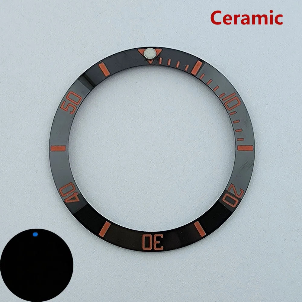 insert bezel ceramic/aluminium 38mm high quality green/blue luminous bezel is tilted for 40mm case watch repair tools