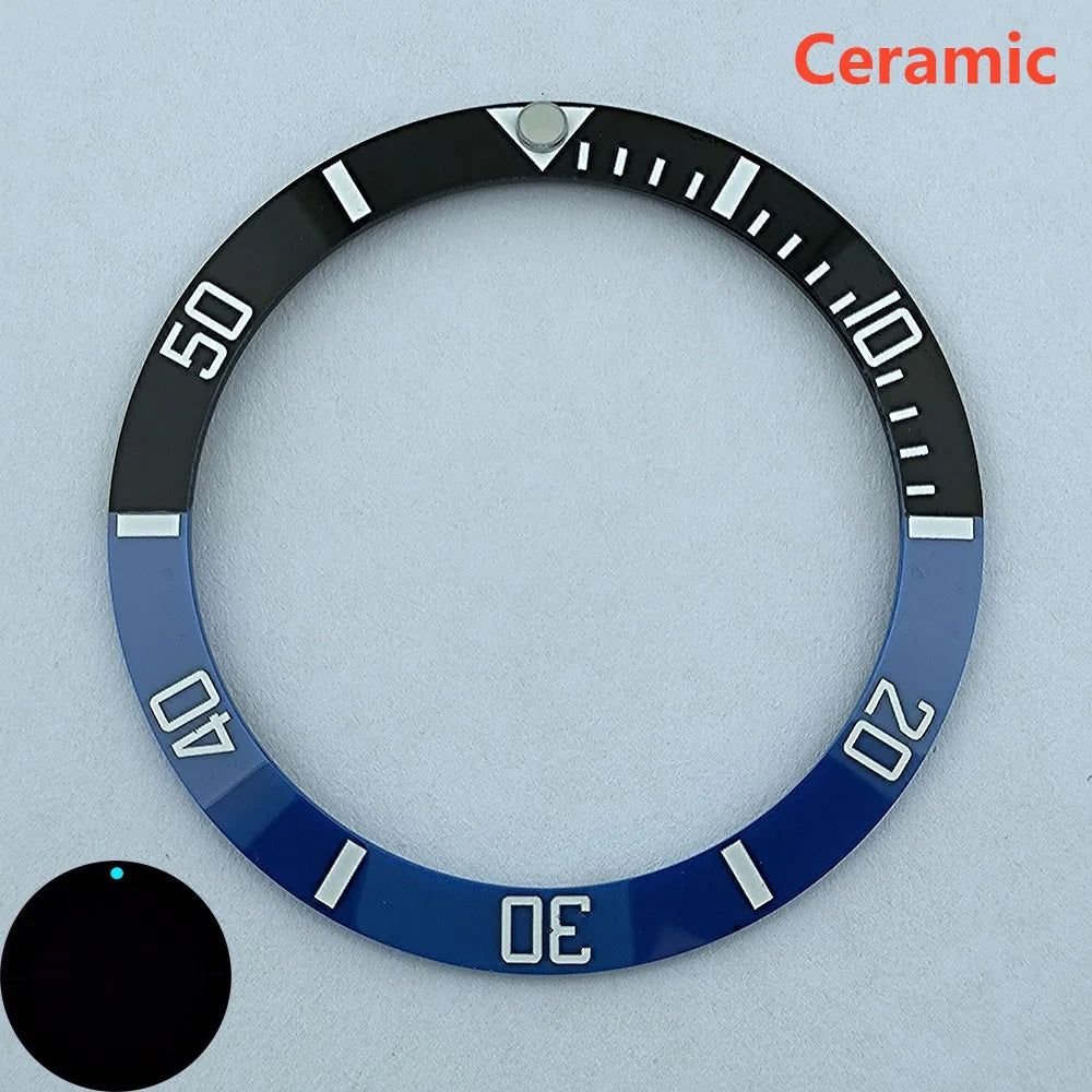 insert bezel ceramic/aluminium 38mm high quality green/blue luminous bezel is tilted for 40mm case watch repair tools