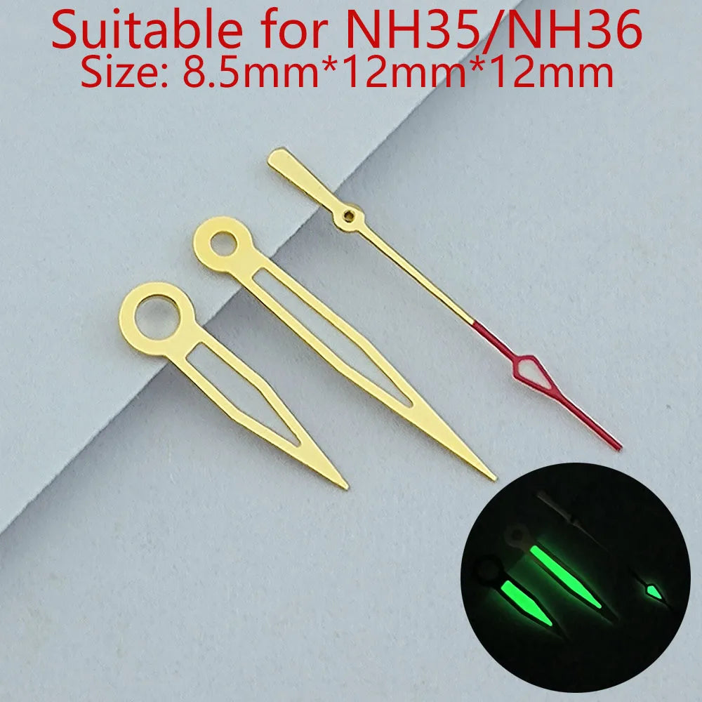 NH35 Hands Watch Hands Watch Accessories Watch Pointer White Pointer Green Super Luminous Suitable For N H35 N H36 Movement