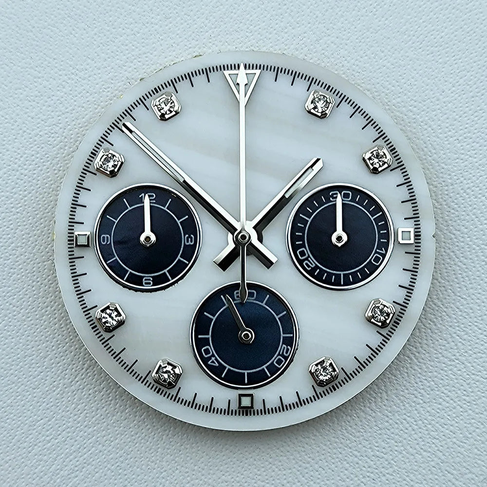 Hot 29.5mm VK63 chronograph dial Diamond Numerals Shell dial No Luminous fit VK63 quartz movement watch accessories