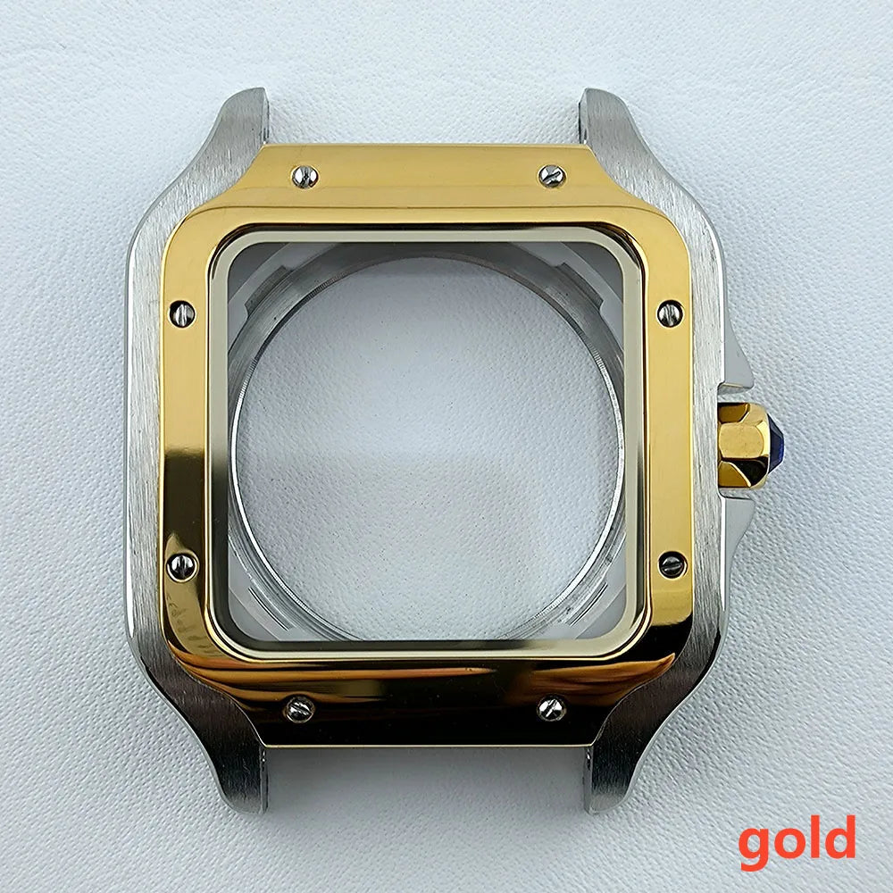 38mm NH35 Watch case Square Dial Roma Dial Watch Case Folding Buckle Square Case Leather strap fit NH35 movement