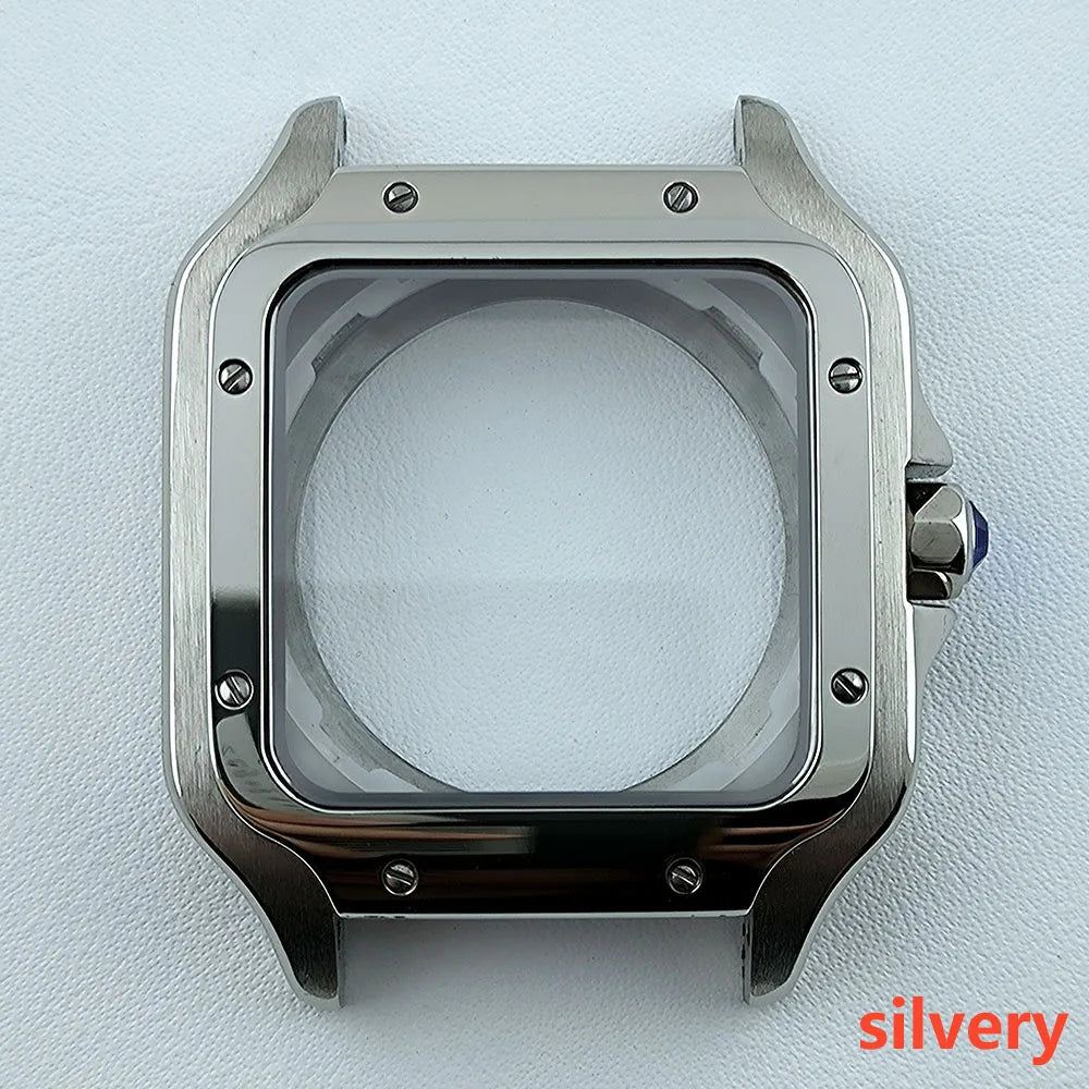 38mm NH35 Watch case Square Dial Roma Dial Watch Case Folding Buckle Square Case Leather strap fit NH35 movement