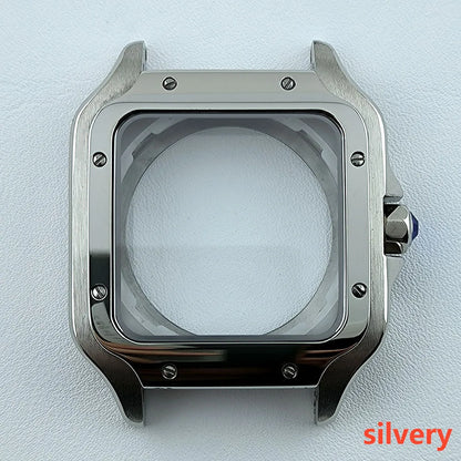38mm NH35 Watch case Square Dial Roma Dial Watch Case Folding Buckle Square Case Leather strap fit NH35 movement