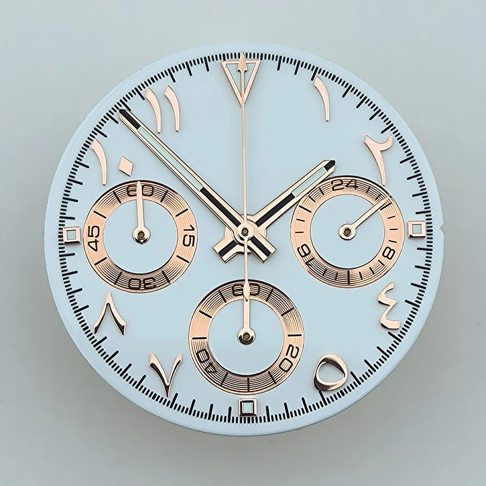 NEW VK63 chronograph dial Custom logo Arabic numeral panda dial 29mm green glowing fit VK63 quartz movement watch Repair tools