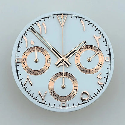 NEW VK63 chronograph dial Custom logo Arabic numeral panda dial 29mm green glowing fit VK63 quartz movement watch Repair tools