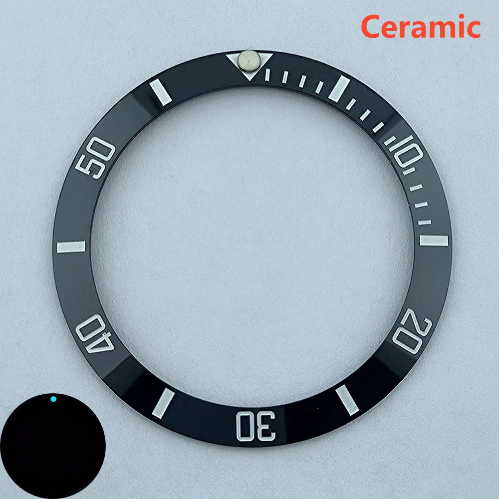 insert bezel ceramic/aluminium 38mm high quality green/blue luminous bezel is tilted for 40mm case watch repair tools