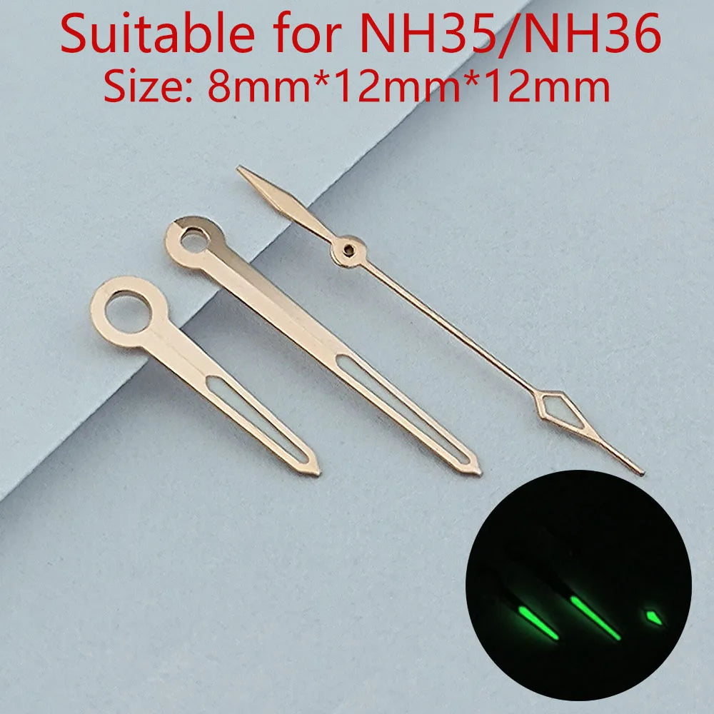 NH35 Hands Watch Hands Watch Accessories Watch Pointer White Pointer Green Super Luminous Suitable For N H35 N H36 Movement