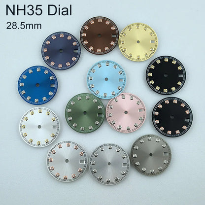NH35 Dial Watch Dial Men's Watch Diamond Dial Custom Logo No logo 28.5mm No Luminous Fit NH Series Movement Watch Accessories