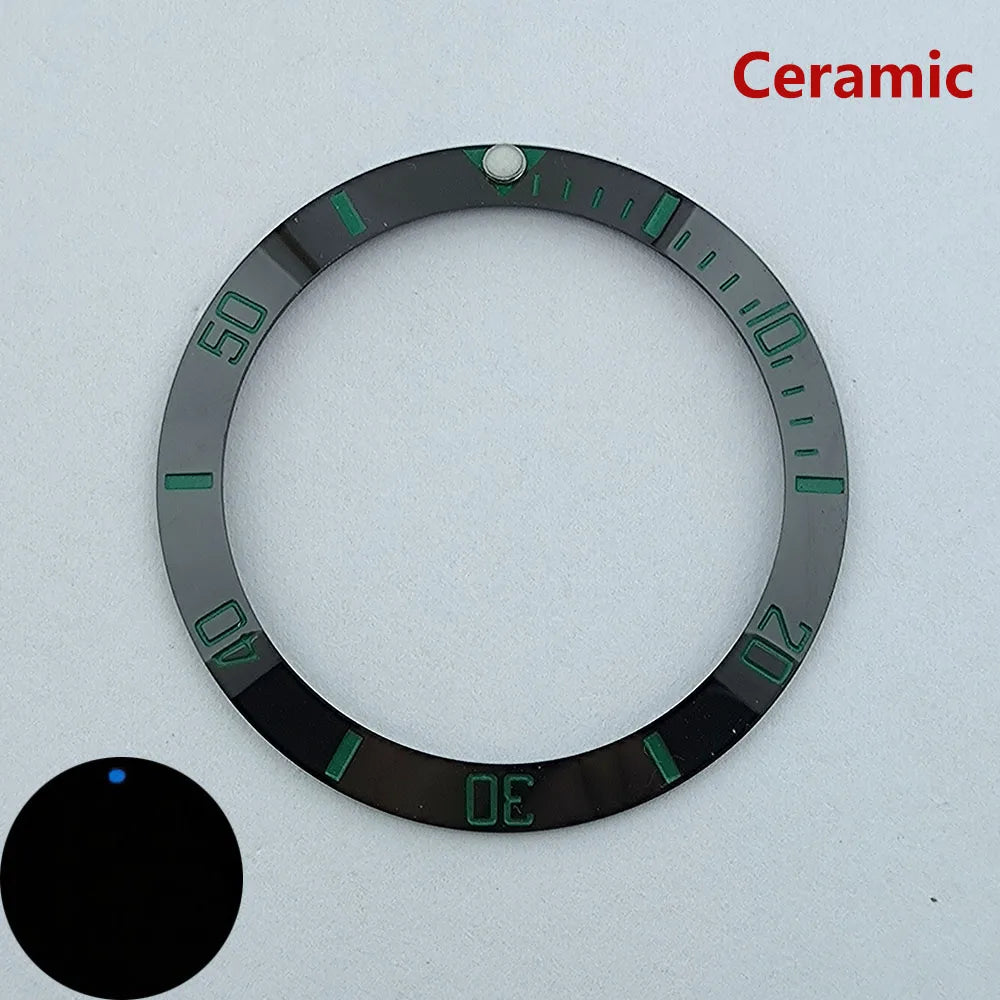 insert bezel ceramic/aluminium 38mm high quality green/blue luminous bezel is tilted for 40mm case watch repair tools