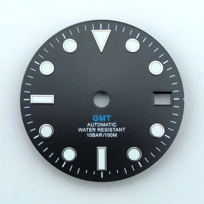 watch dial N H34 dial Custom logo 28.5mm GMT four hands green luminous for N H34 Movement watch accessories repair tool