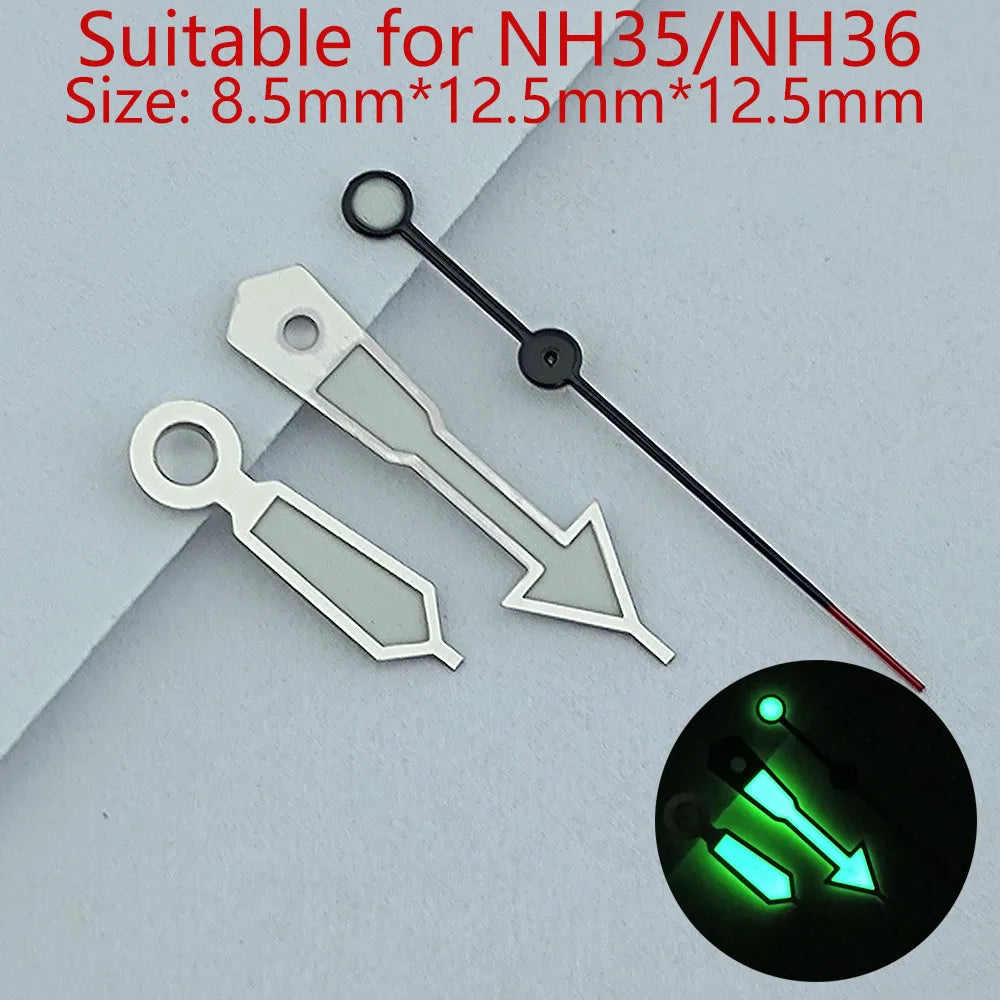 NH35 Hands Watch Hands Watch Accessories Watch Pointer White Pointer Green Super Luminous Suitable For N H35 N H36 Movement