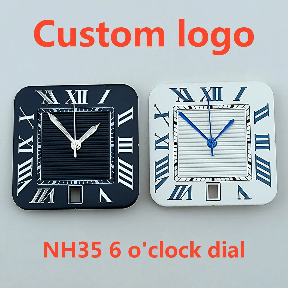 Watch dial NH35 Dial Custom Logo Square Dial Roma/Arabic Numeral Dial Square dial fit NH35 date at 6 o'clock movement Watch