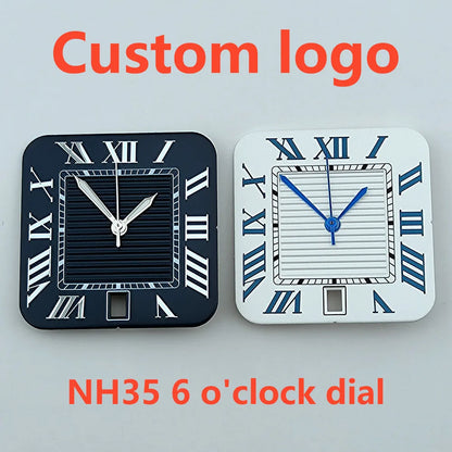 Watch dial NH35 Dial Custom Logo Square Dial Roma/Arabic Numeral Dial Square dial fit NH35 date at 6 o'clock movement Watch