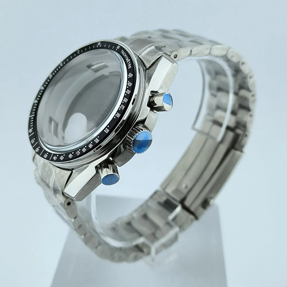 VK63 Chronograph Case VK63 quartz Watch Case fit 32.5mm dial stainless steel case stainless steel Strap Men's Case Accessories