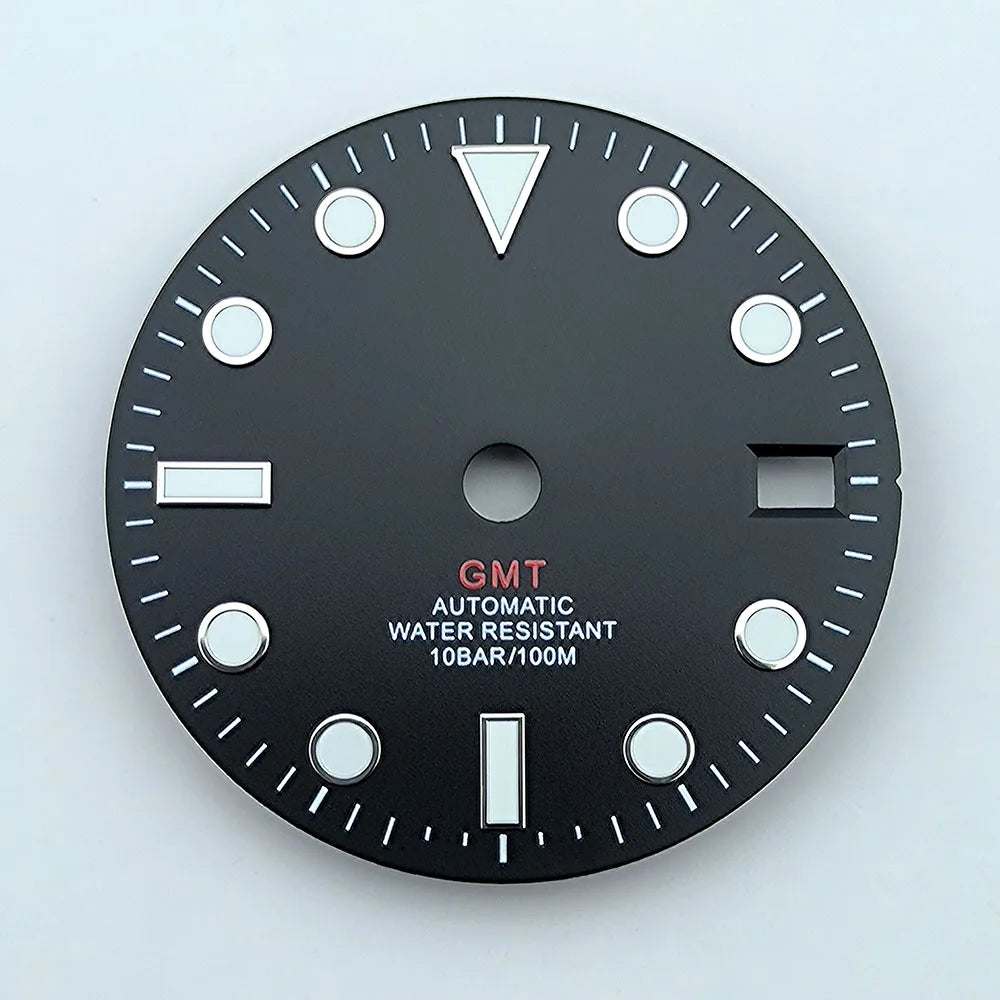 watch dial N H34 dial Custom logo 28.5mm GMT four hands green luminous for N H34 Movement watch accessories repair tool