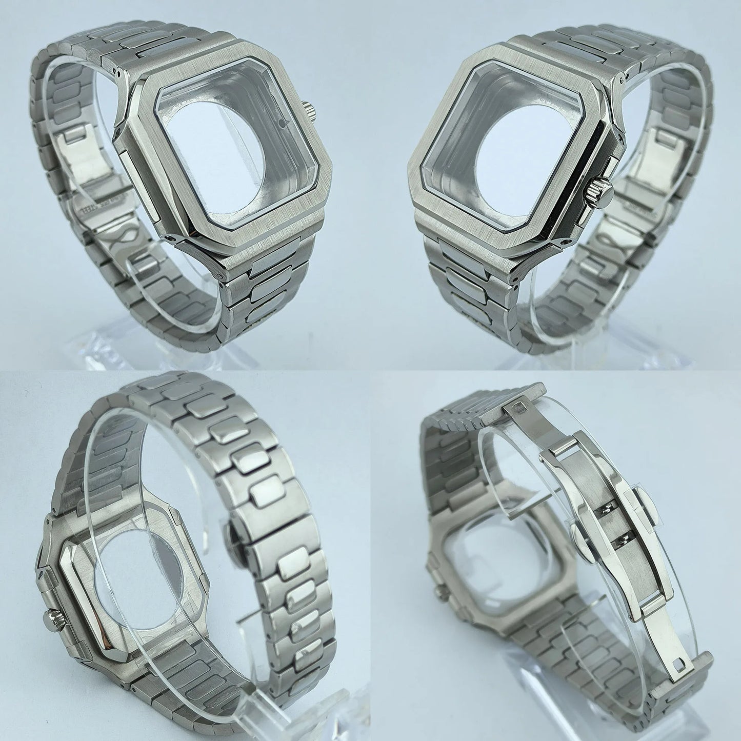 NH35 Watch Case Square Men's Foldingclasp WatchBand For Nau Modified Fit NH35 NH Series Movement Sapphire Crystal Glass