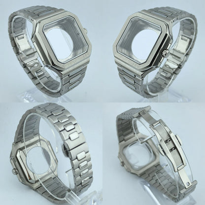 NH35 Watch Case Square Men's Foldingclasp WatchBand For Nau Modified Fit NH35 NH Series Movement Sapphire Crystal Glass