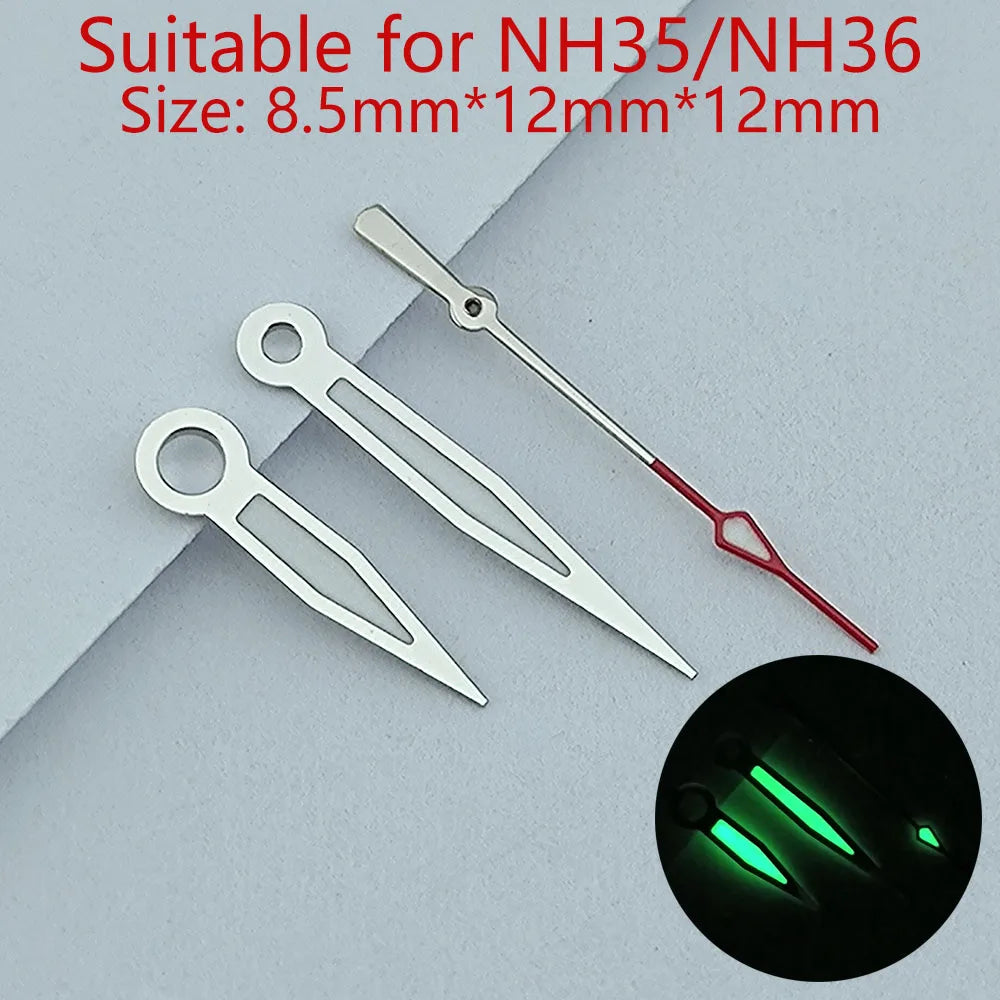 NH35 Hands Watch Hands Watch Accessories Watch Pointer White Pointer Green Super Luminous Suitable For N H35 N H36 Movement