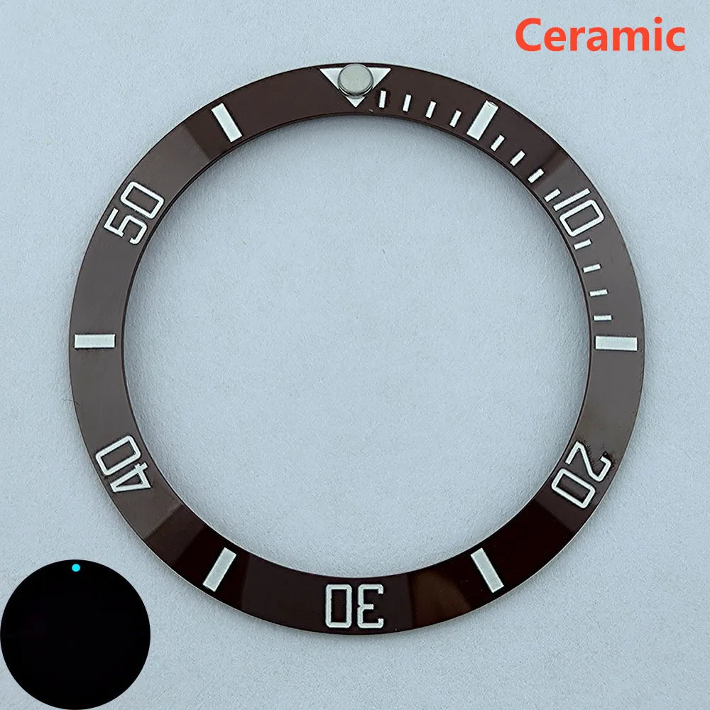 insert bezel ceramic/aluminium 38mm high quality green/blue luminous bezel is tilted for 40mm case watch repair tools