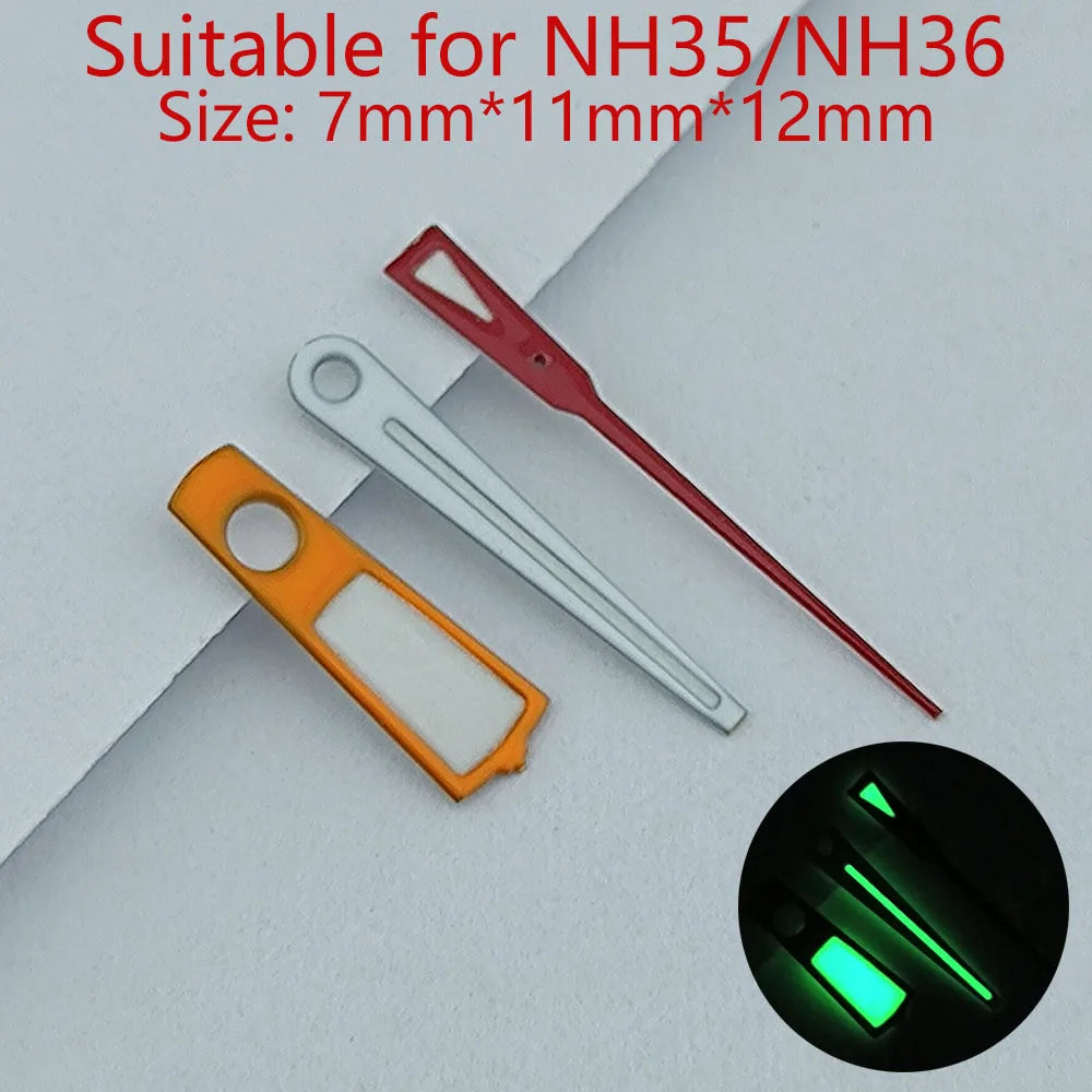 NH35 Hands Watch Hands Watch Accessories Watch Pointer White Pointer Green Super Luminous Suitable For N H35 N H36 Movement