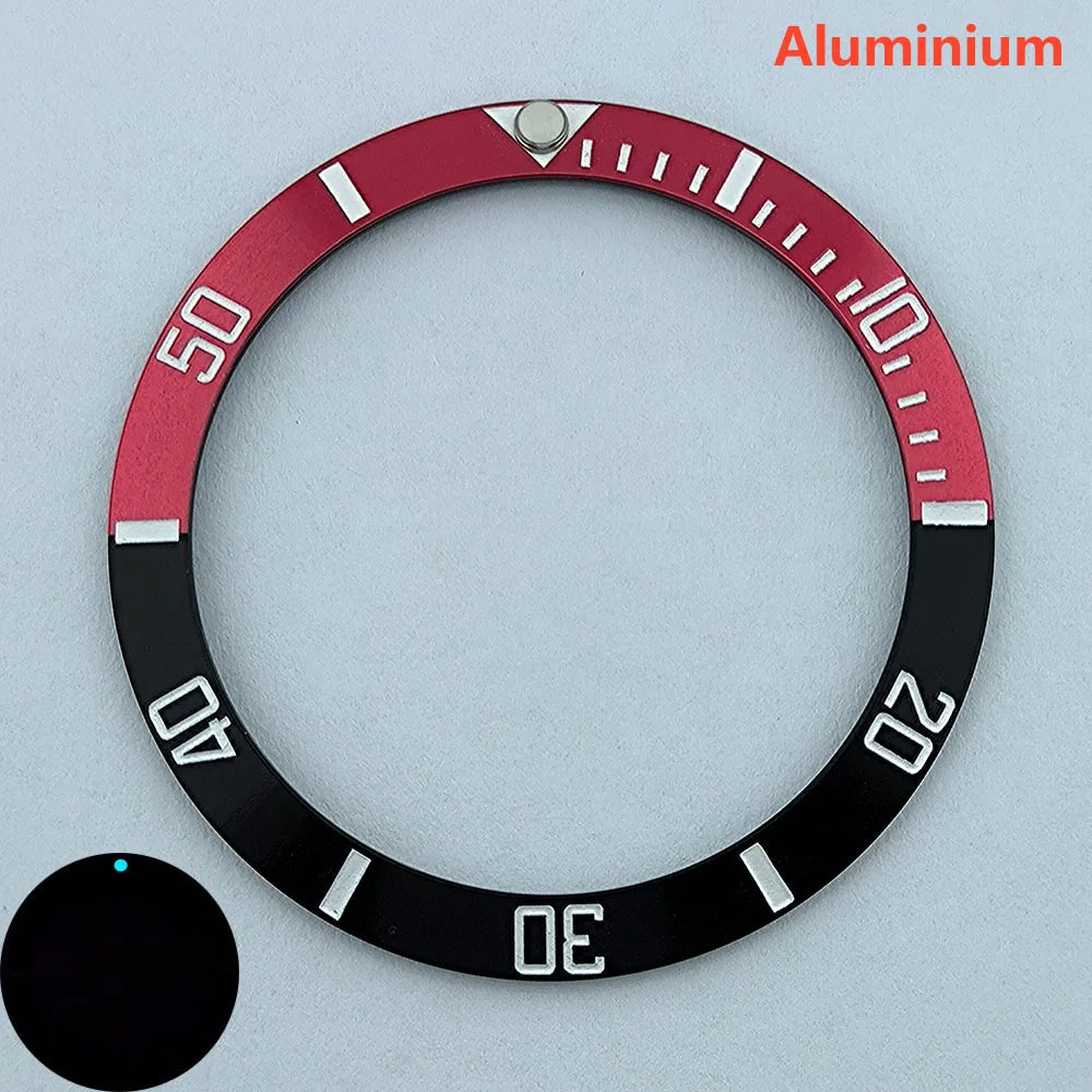 insert bezel ceramic/aluminium 38mm high quality green/blue luminous bezel is tilted for 40mm case watch repair tools