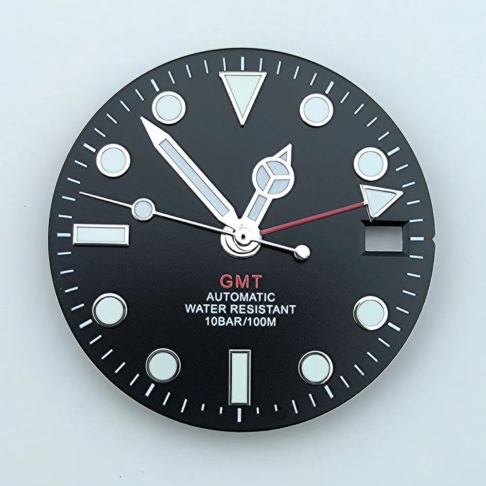 watch dial N H34 dial Custom logo 28.5mm GMT four hands green luminous for N H34 Movement watch accessories repair tool