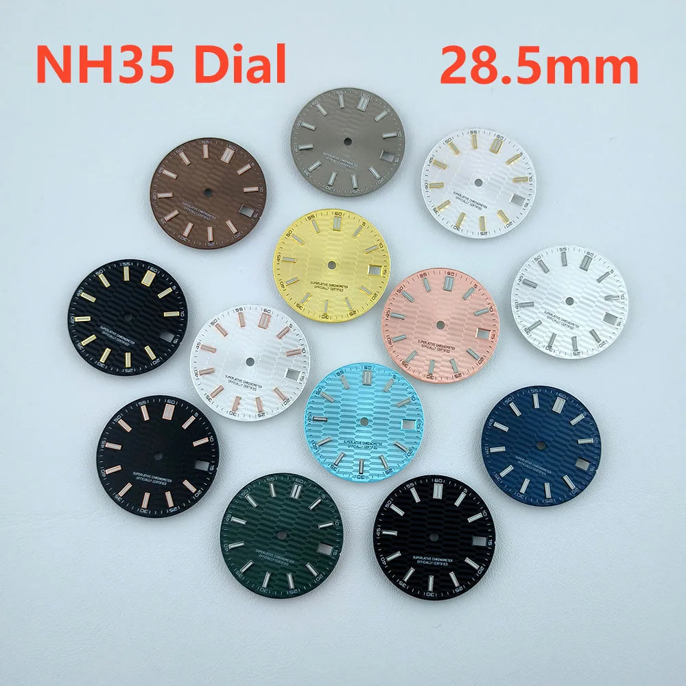 NH35 dial Custom logo No logo Watch dial 28.5mm Blue Luminous dial for NH35 NH36 movement watch accessories