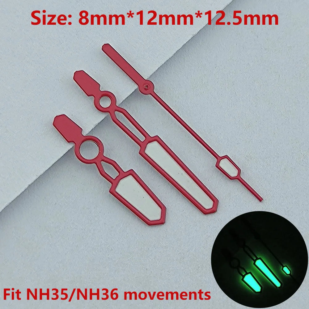 NH35 NH36 hands watch hands green luminous second hand watch accessories Repair tools watch pointer red/yellow/green/blue hands