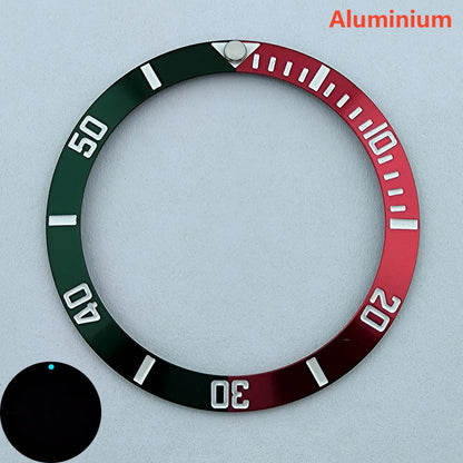 insert bezel ceramic/aluminium 38mm high quality green/blue luminous bezel is tilted for 40mm case watch repair tools