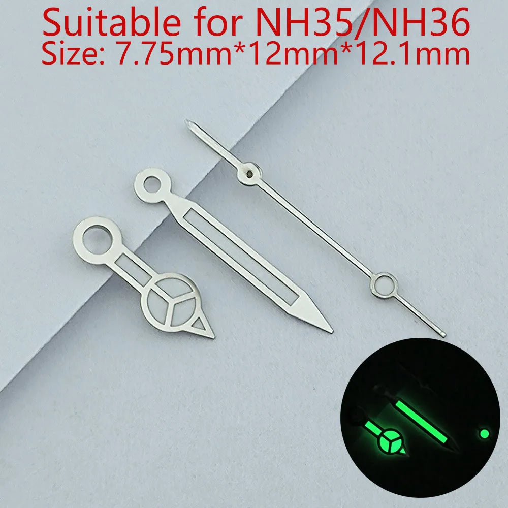 NH35 Hands Watch Hands Watch Accessories Watch Pointer White Pointer Green Super Luminous Suitable For N H35 N H36 Movement